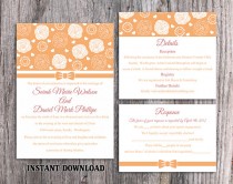 wedding photo -  DIY Wedding Invitation Template Set Editable Word File Instant Download Printable Orange Wedding Invitation Floral Rose Wedding Invitation