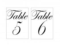 wedding photo - 4x6" Black and White Printable Wedding or Event Table Numbers, 1 to 30, Elegant and Scripted