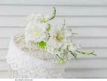 wedding photo - White Flower crown comb  bridal floral crown bridal flower headpiece, wedding flower girl hair accessory