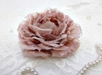 wedding photo - Peach Silk Organza and Lace Bridal Hair Flower