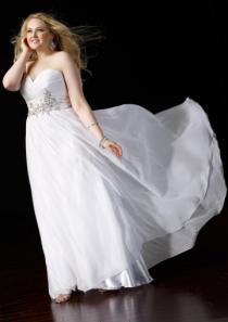 wedding photo -  Chiffon White Sleeveless Sweetheart Ruched Crystals Floor Length