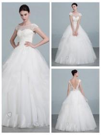 wedding photo -  Short Sleeves Scoop Neckline Ball Gown Wedding Dress
