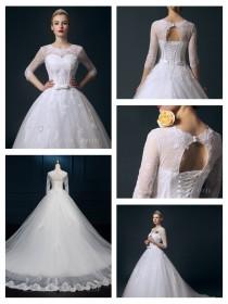 wedding photo -  Straps V-neck Beaded Lace Appliques A-line Wedding Dress