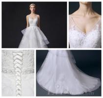 wedding photo -  Cap Sleeves Illusion Bateau Neckline Lace Appliques A-line Wedding Dress