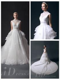 wedding photo -  High Neckline Beaded Bodice Ball Gown Wedding Dresses