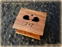wedding photo - wedding ring box, custom ring box, personalized ring box, ringbox, ring bearer box, engagement ring box, hedgehog, hedgehogs, love hedgehogs