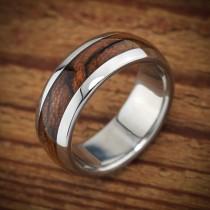 wedding photo - Titanium Wood Wedding Band Bocote Men's Ring