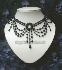 wedding photo - Black Beaded Victorian Gothic Choker Necklace #4 