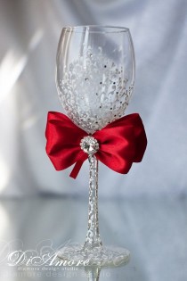 wedding photo - Red Wedding Wine Glass For Bride/ Wedding Toasting Glasses / Wedding Glasses