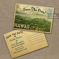wedding photo - Hawaii Save The Date Postcards - Printable Hawaiian Save The Date Cards - Retro Vintage Travel Island Destination Wedding VTW