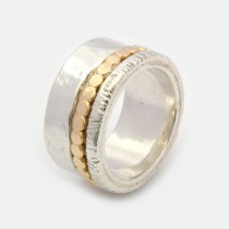 wedding photo -  Womens Spinner Ring - Chunky silver ring - Silver and gold Spinner Ring - Meditation Ring - Silver anxiety Ring - Fidget Ring - Worry Ring