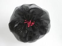 wedding photo - Black Flower, Floral Hair Pin, Black Hair Accessory, Fabric Flower, Black Accessory, Evening Accessory