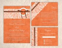 wedding photo -  Printable Lace Wedding Invitation Suite Elegant Printable Invites Orange Wedding Invitation Rustic Invitation Download Invitation Edited PDF