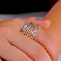 wedding photo -  Extra Wide Sterling silver spinning ring, meditation band, worry ring, engagement rings, anxiety rings, silver wedding rings, R2174
