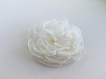 wedding photo -  Ivory Flower Hair Clip.Peony Bridal Headpiece.Off white.pin.chiffon fabric brooch.flower hair accessory.fascinator.wedding hair piece. 3"