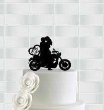 wedding photo - Wedding Motorcycle Cake Topper,Mr & Mrs Bicycle Cake Topper,Bike Wedding Cake Topper,Bride And Groom On Bike Cake Topper Silhouette