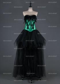 wedding photo -  Black and Green Gothic Burlesque Corset Hign-Low Prom Party Dress