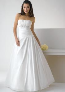 wedding photo -  Zipper Strapless Floor Length Satin White Ball Gown
