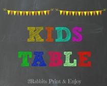 wedding photo - Wedding Kids Table Sign Colorful  Chalkboard Rustic Wedding Children Table Sign  Wedding Friendly Table  Sign Instant Download
