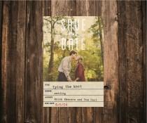 wedding photo - Library Card Photo Wedding Save the Date // 4.25x5.5 // DIY Printable // Modern Wedding, Library Wedding