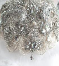 wedding photo - Art Deco Wedding Brooch Bouquet. Crystal Winter Wedding Broach Bouquet, Deposit on Rhinestone Bridal Broach Bouquet - Ruby Blooms Jewelry