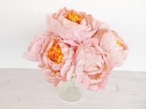 wedding photo - Five pieces of light pink paper peonies, Paper flower peonies, paper peonies, pink peony, handmade flowers