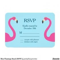 wedding photo - Blue Flamingo Beach RSVP Card