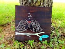 wedding photo - Love Bird Sign ~ Bird String Art ~ Wedding Sign ~ Wooden Sign ~ Personalized Sign ~ Bird Decor ~ String and Nail Art ~ Wedding Decor ~ Birds