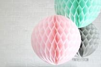 wedding photo - paper party decor ... SMALL honeycomb lantern ... candy table buffet tablescape // weddings // birthday party // baby shower // nursery