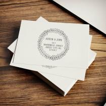wedding photo - Personalized Address Stamp, Holiday Stamp, Custom Stamper, DIY Addressing, Housewarming, Wood Mounted, Rubber Stamp, Wreath, Versatile Stamp