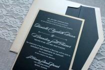 wedding photo - Black and Gold Wedding Invitation - Black Pocket Invitation, Formal Invitation, Custom Invitation, Traditional Invite - Danielle and Brandon