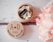 wedding photo - Engraved Wedding Ring Box, Wooden Ring Box, Wedding Gift, Ring Bearer Box, Engraved Wooden Box, Custom Initials Box, With This Ring Box