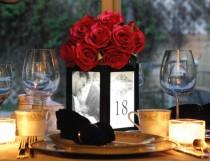 wedding photo - Lighted Wedding & Event Table Centerpiece Display Table #'s, Photos, Guests, Menu