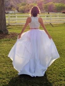 wedding photo - Long White Taffeta Wedding Skirt with Train