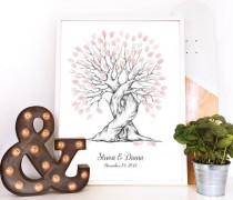 wedding photo -  Finger print tree, wedding guest book, personalised wedding gift, wedding tree printable, couples wedding gift, fingerprint tree, modern wedding guestbook