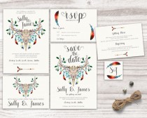 wedding photo -  Printable Wedding Invitation set, rustic wedding invitation, feathers Invitation Set, feather Wedding Invite, rustic Wedding Invitation