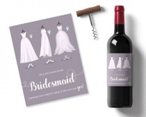 wedding photo -  purple bridesmaid wine labels, purple wedding ideas, lilac wedding wine label, custom message wine labels, printable wedding ideas mauve