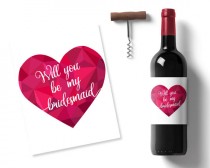 wedding photo -  will you be my bridesmaid wine label, heart printable wine label, custom message wine labels, personalised message wine stickers, bridesmaid