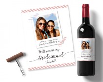 wedding photo -  personalised will you be my bridesmaid, printable wine label, photograph wine label, best friend wine label, custom bridesmaid wine stickers