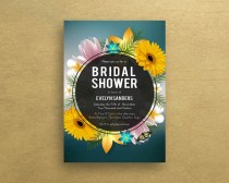 wedding photo -  bridal shower invitations, sunflower bridal shower invitation, bridal shower invites, summer wedding, tropical invitation blue yellow pink
