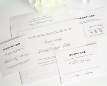 wedding photo - Traditional Wedding Invitation, Script, Gray, White, Black, Script Wedding Invites, Simple - Classic Vintage Wedding Invitation - Sample Set