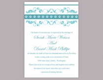 wedding photo -  DIY Wedding Invitation Template Editable Word File Instant Download Printable Invitation Floral Wedding Invitation Elegant Blue Invitations