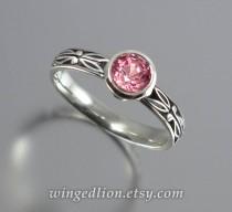 wedding photo - AUGUSTA Pink Sapphire 14K white gold engagement ring
