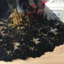 wedding photo - Wedding Lace Fabric, Black Embroidery Corded Lace Fabric, Floral Bridal Lace Fabric, 55 inches Wide for Dress, Craft Making, 1/2 Yard