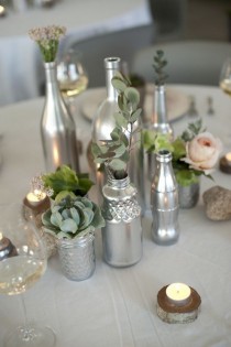 wedding photo - Romantic Silver Painted Jar