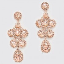 wedding photo - Crystal Chandelier Bridal Earrings - Rose Gold Peach Champagne - Prom Cruise Formal Pageant Bride Champagne