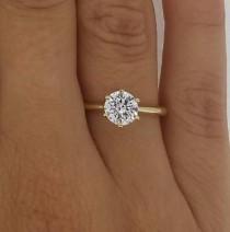 wedding photo - 1.25 Ct Vs2/h Round Cut Diamond Engagement Ring 14k Yellow Gold Enhanced