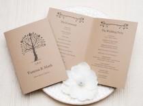 wedding photo - Printable Wedding Program Template, DIY Wedding Programs, Instant Download - EDITABLE Text - Rustic Tree, 5 x 7 foldover, PDF