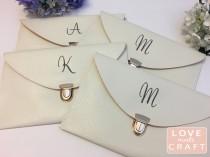wedding photo - Set of 7 - Bridesmaid Monogram Clutches Gifts, Bridal Shower Parties, Wedding Purse, Sorority Gifts