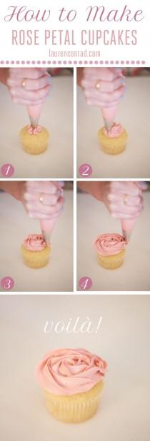 wedding photo - Edible Obsession: How To Make Rose Cupcakes
